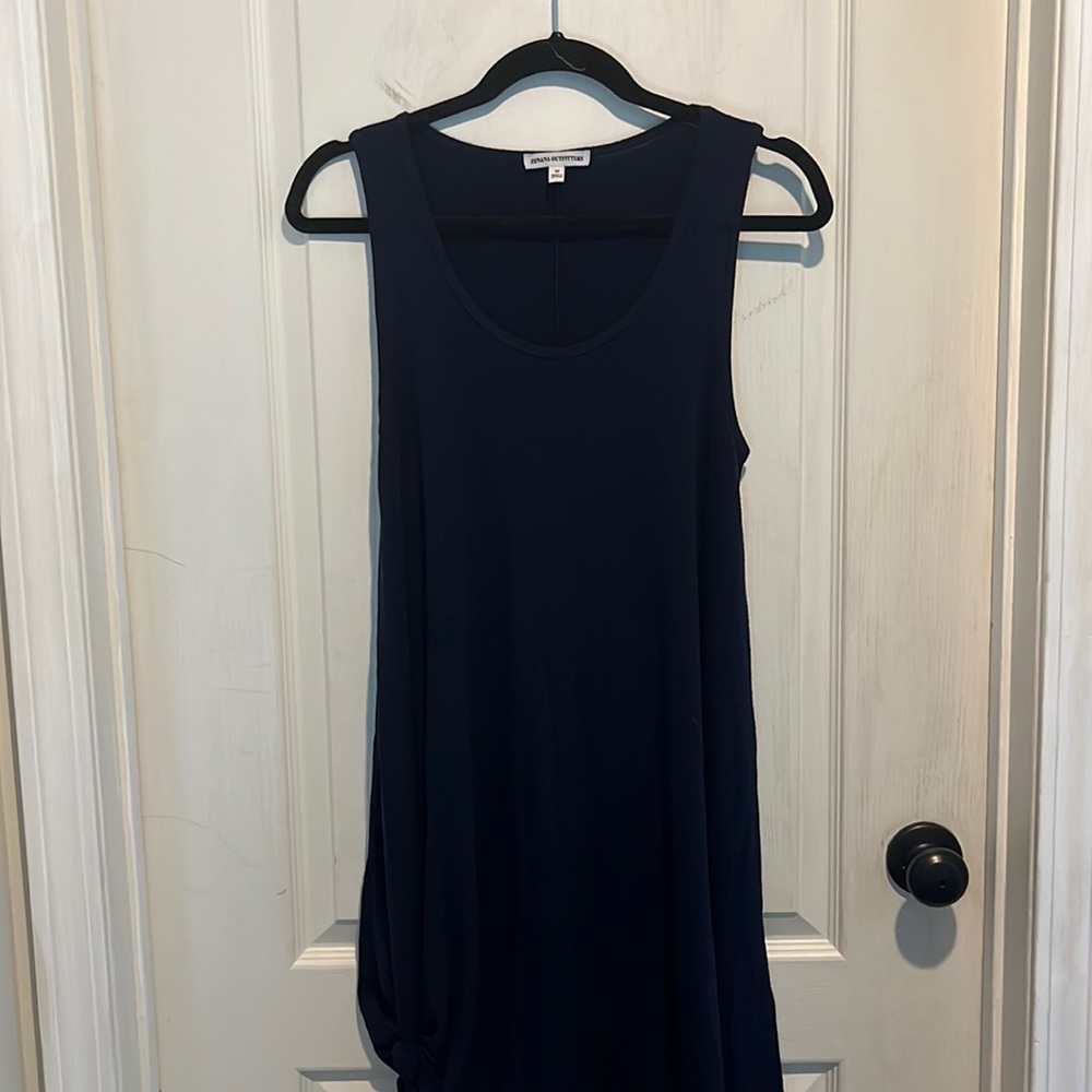 Navy blue jersey sleeveless sundress